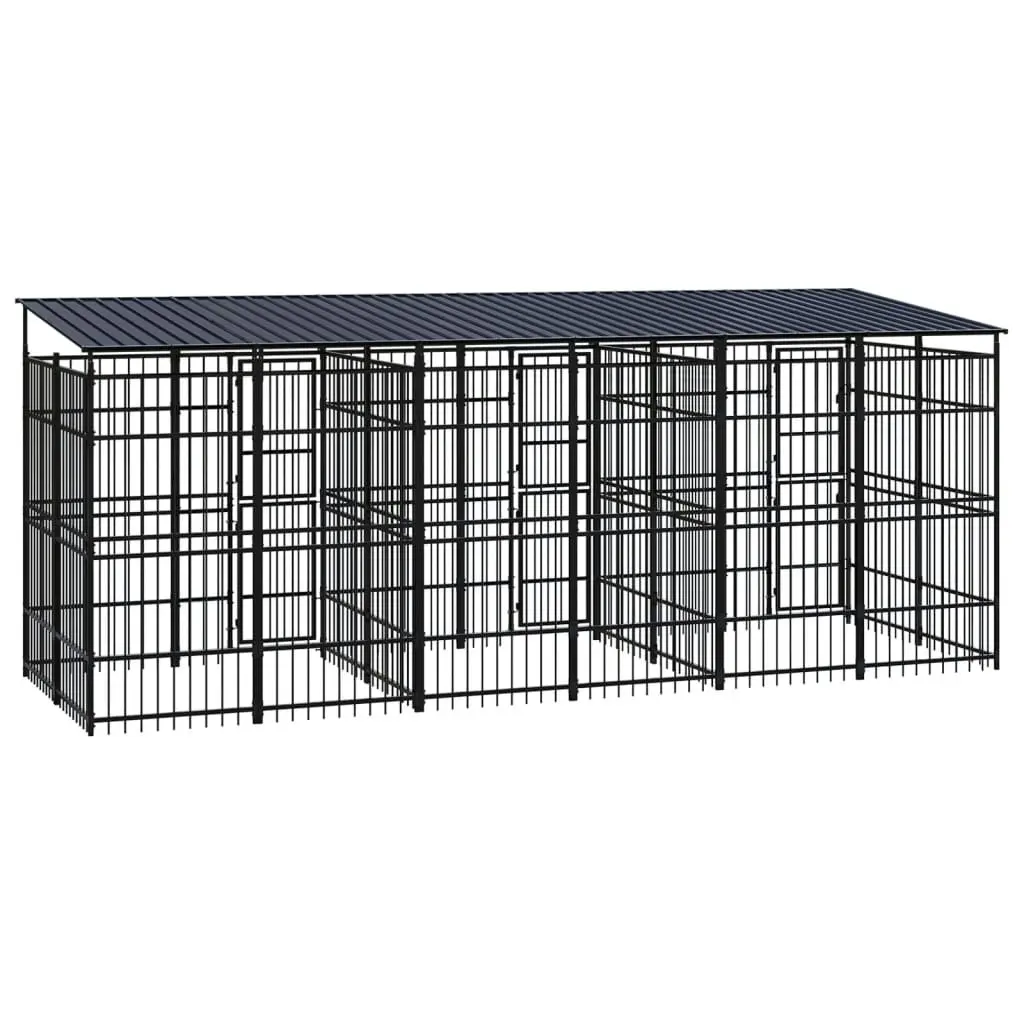 Outdoor Dog Kennel with Roof Steel 11.06 mÂ² 3098015