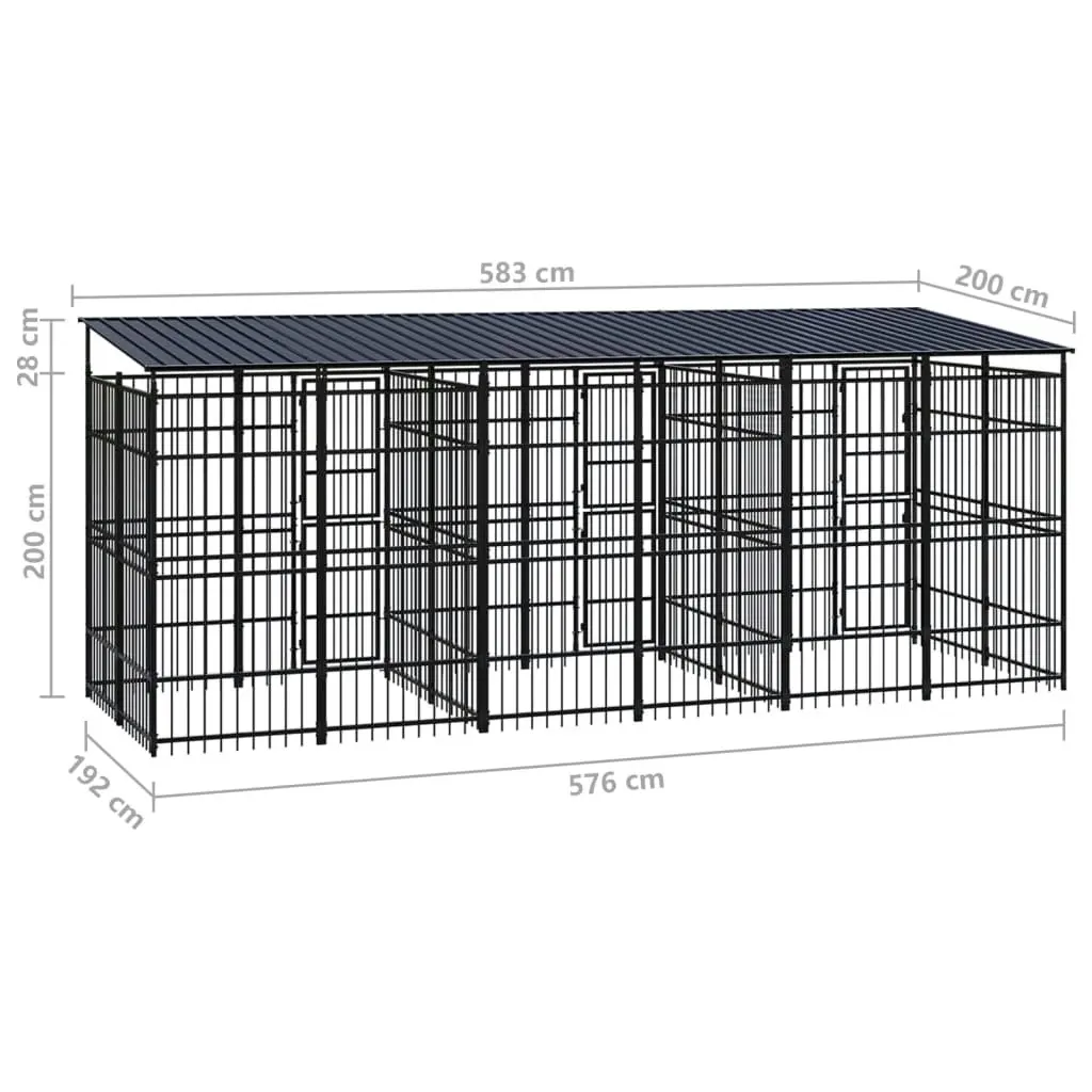 Outdoor Dog Kennel with Roof Steel 11.06 mÂ² 3098015