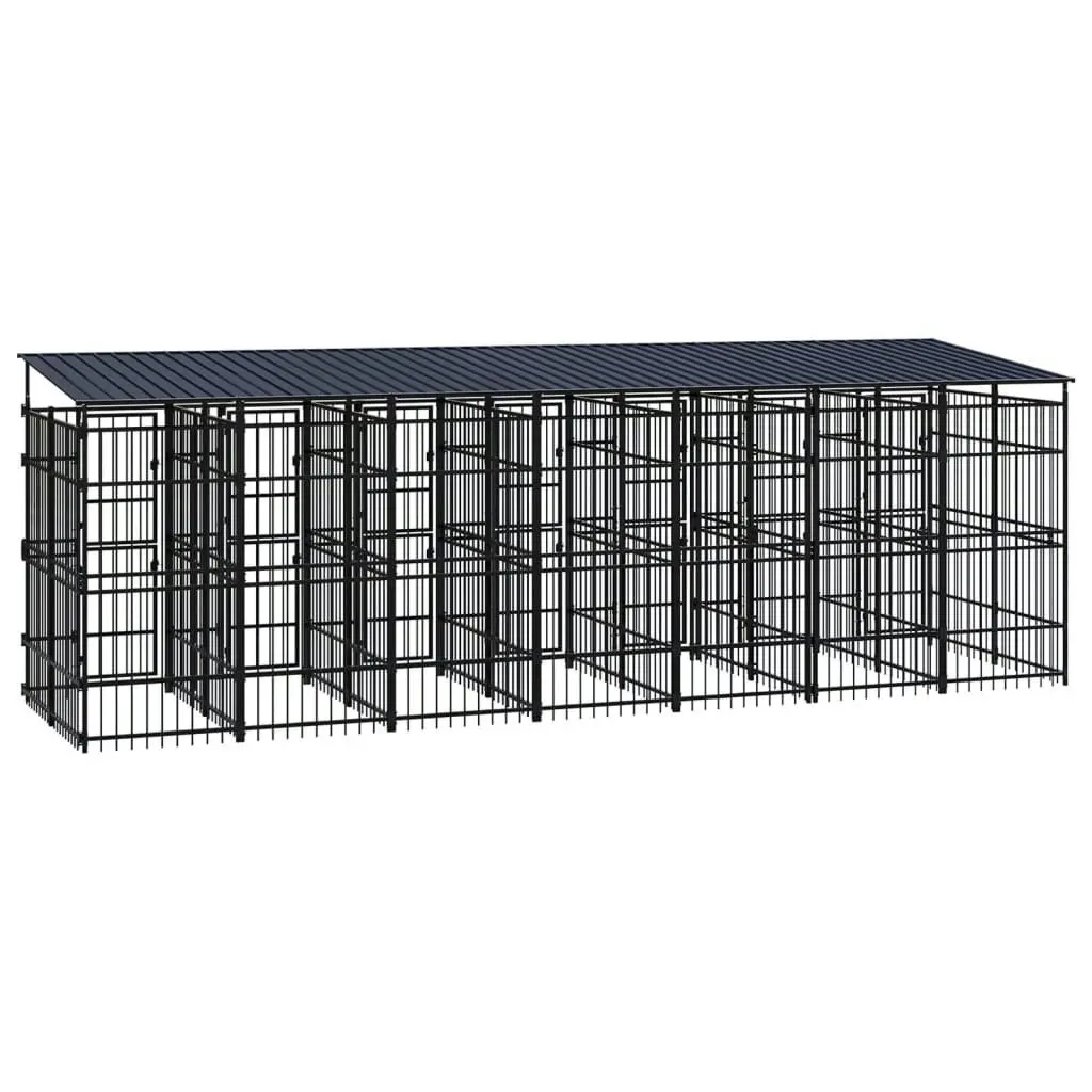 Outdoor Dog Kennel with Roof Steel 12.9 mÂ² 3097952