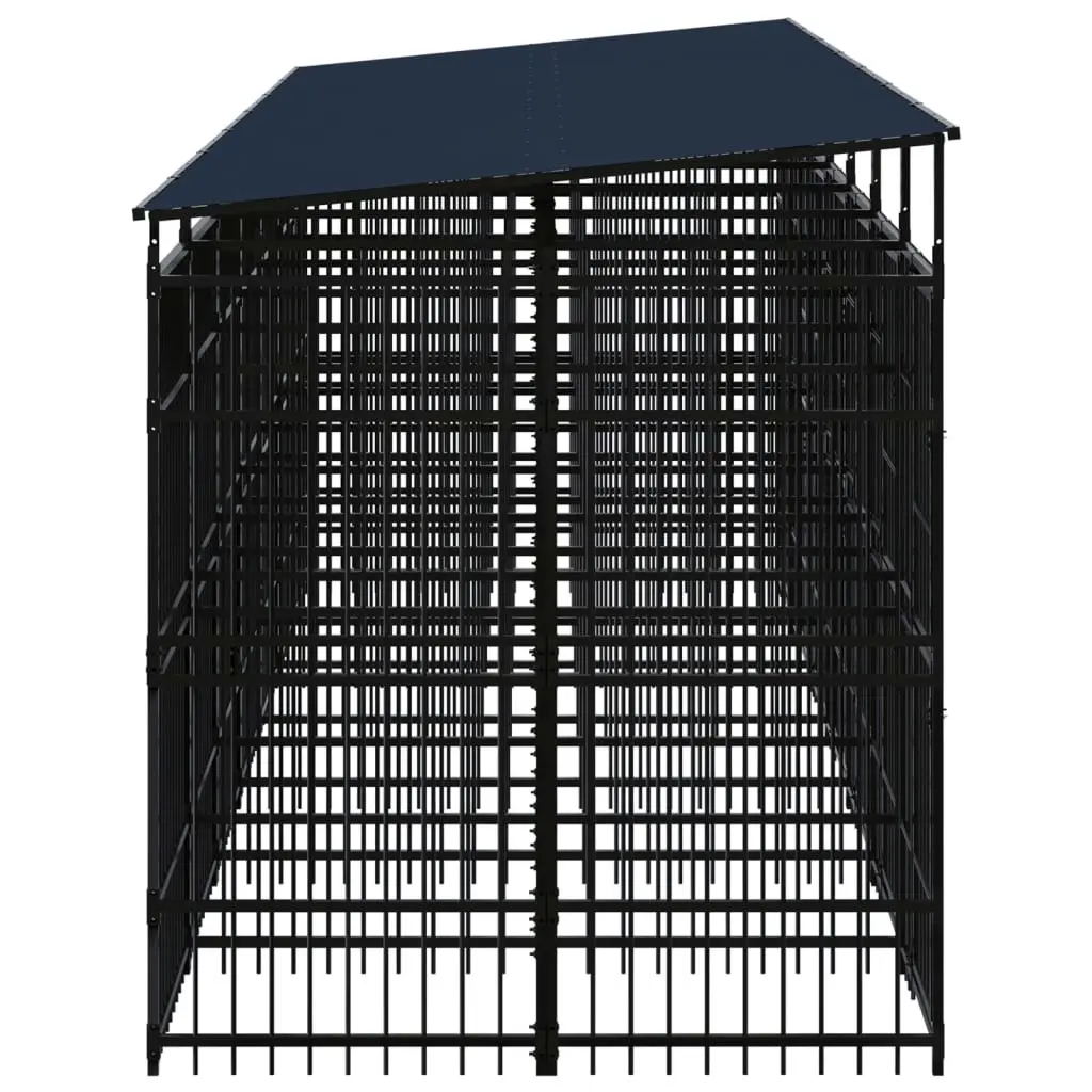 Outdoor Dog Kennel with Roof Steel 12.9 mÂ² 3097952