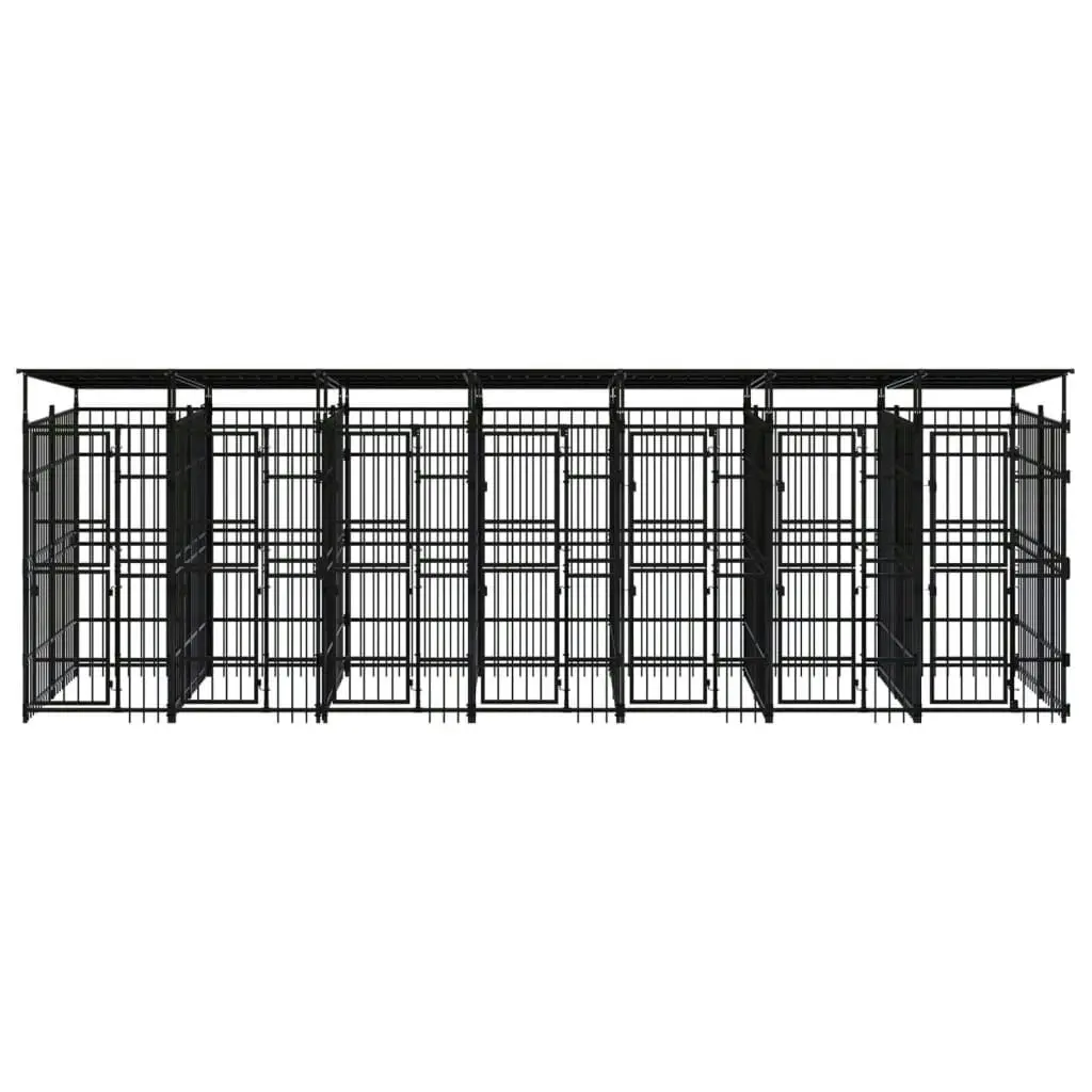 Outdoor Dog Kennel with Roof Steel 12.9 mÂ² 3097952