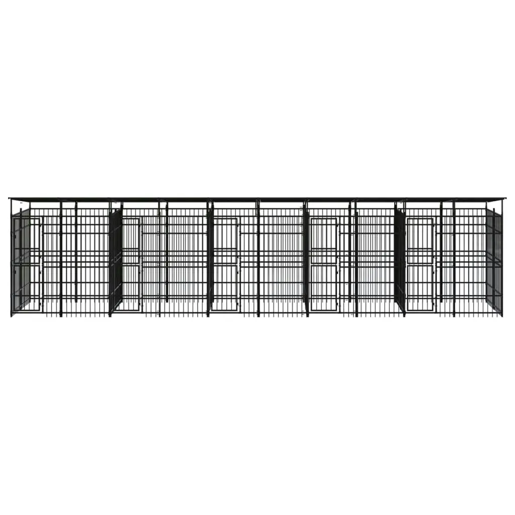 Outdoor Dog Kennel with Roof Steel 18.43 mÂ² 3098017