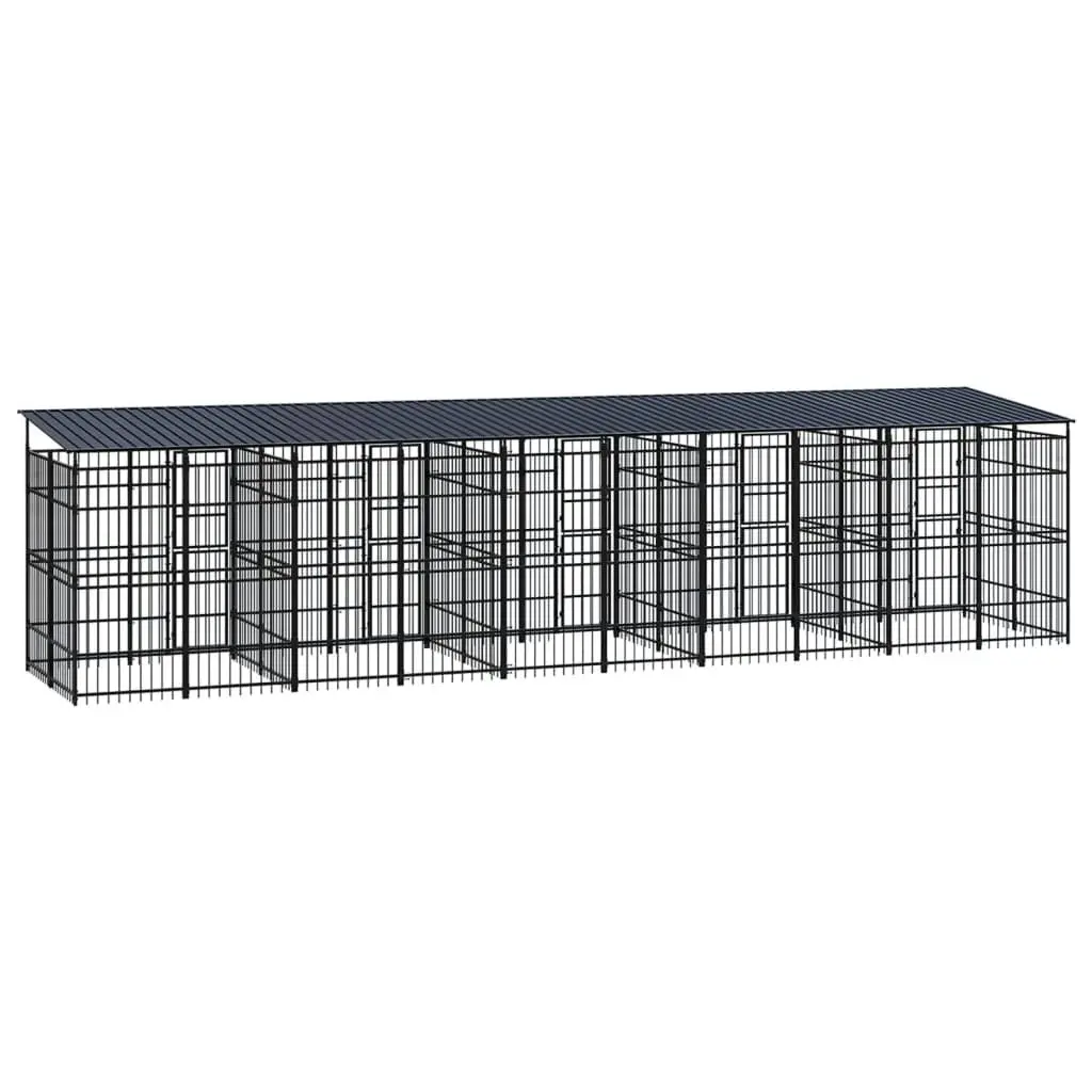 Outdoor Dog Kennel with Roof Steel 18.43 mÂ² 3098017