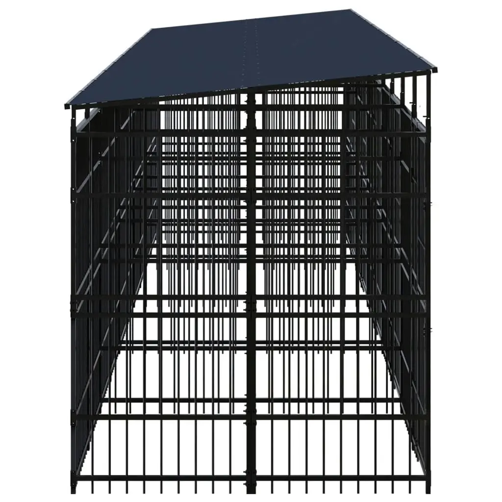 Outdoor Dog Kennel with Roof Steel 18.43 mÂ² 3098017