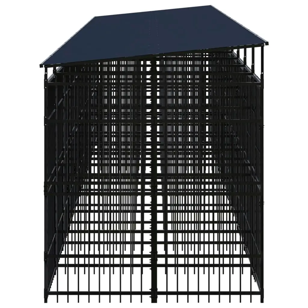 Outdoor Dog Kennel with Roof Steel 18.43 mÂ² 3097955