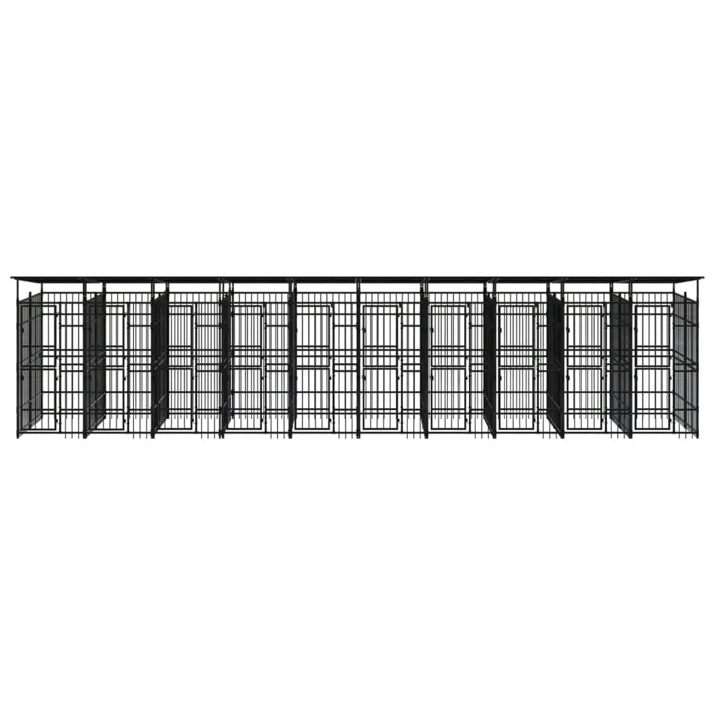 Outdoor Dog Kennel with Roof Steel 18.43 mÂ² 3097955