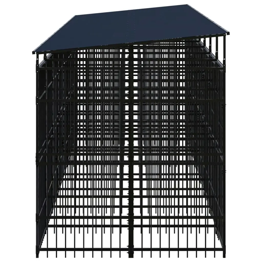 Outdoor Dog Kennel with Roof Steel 14.75 mÂ² 3097953