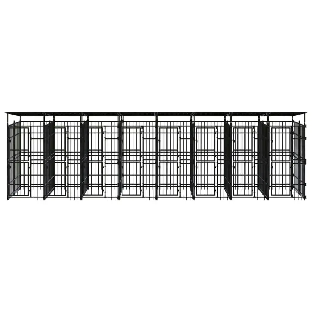 Outdoor Dog Kennel with Roof Steel 14.75 mÂ² 3097953