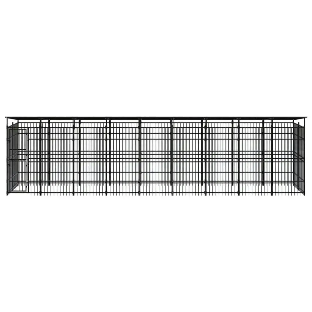 Outdoor Dog Kennel with Roof Steel 16.59 mÂ² 3097972