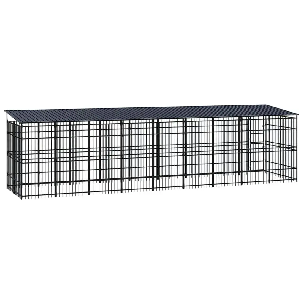 Outdoor Dog Kennel with Roof Steel 16.59 mÂ² 3097972