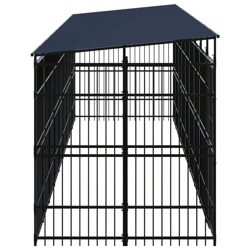 Outdoor Dog Kennel with Roof Steel 16.59 mÂ² 3097972