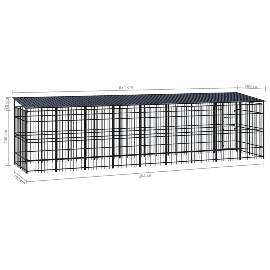 Outdoor Dog Kennel with Roof Steel 16.59 mÂ² 3097972