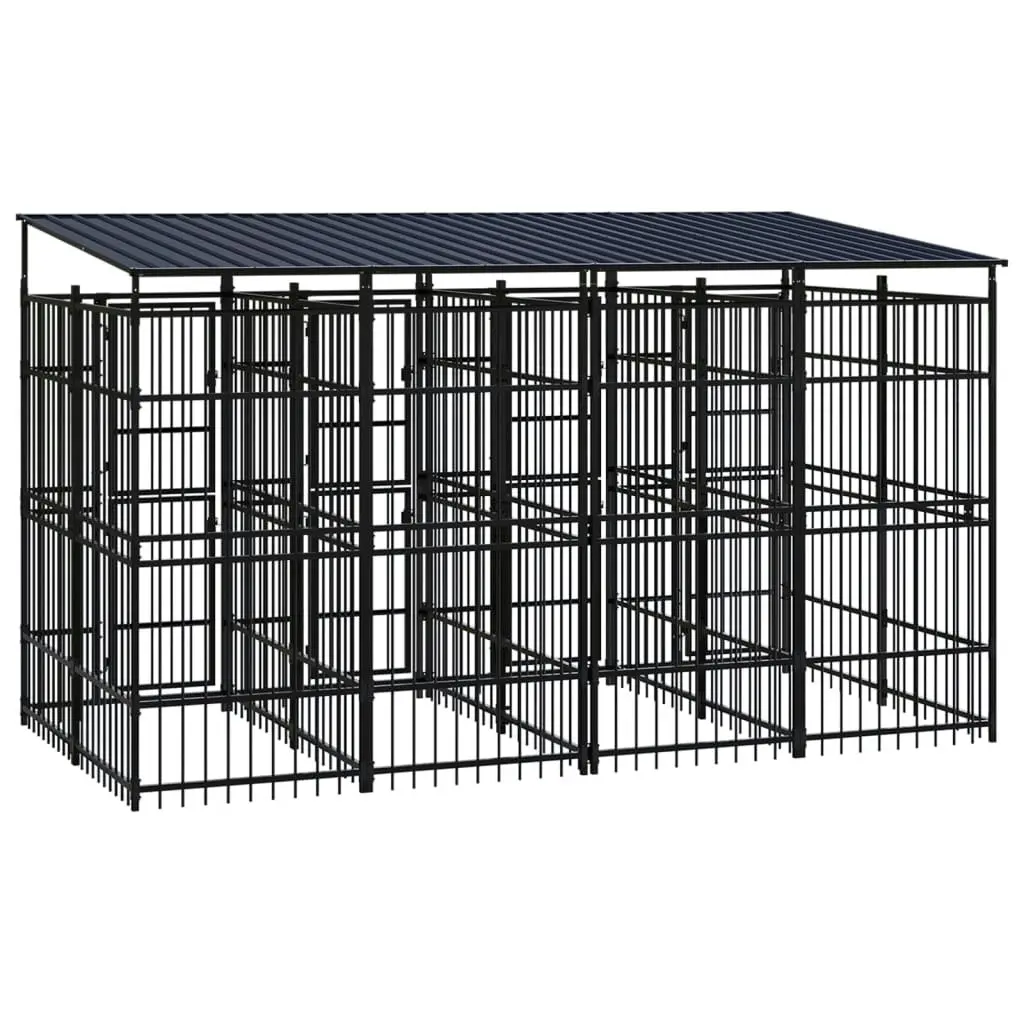 Outdoor Dog Kennel with Roof Steel 7.37 mÂ² 3097949