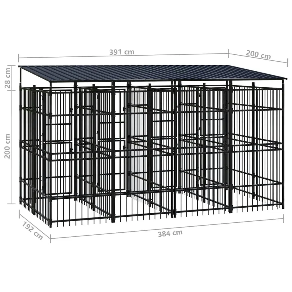 Outdoor Dog Kennel with Roof Steel 7.37 mÂ² 3097949