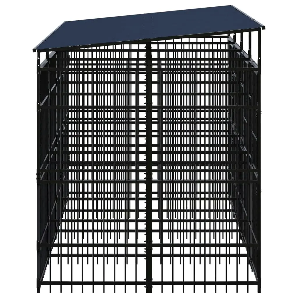 Outdoor Dog Kennel with Roof Steel 7.37 mÂ² 3097949