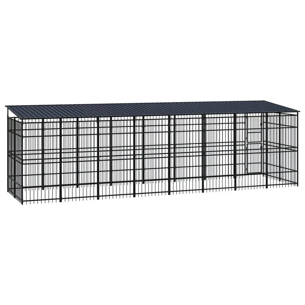 Outdoor Dog Kennel with Roof Steel 14.75 mÂ² 3097971