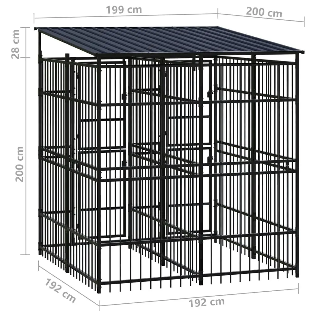 Outdoor Dog Kennel with Roof Steel 3.69 mÂ² 3097947