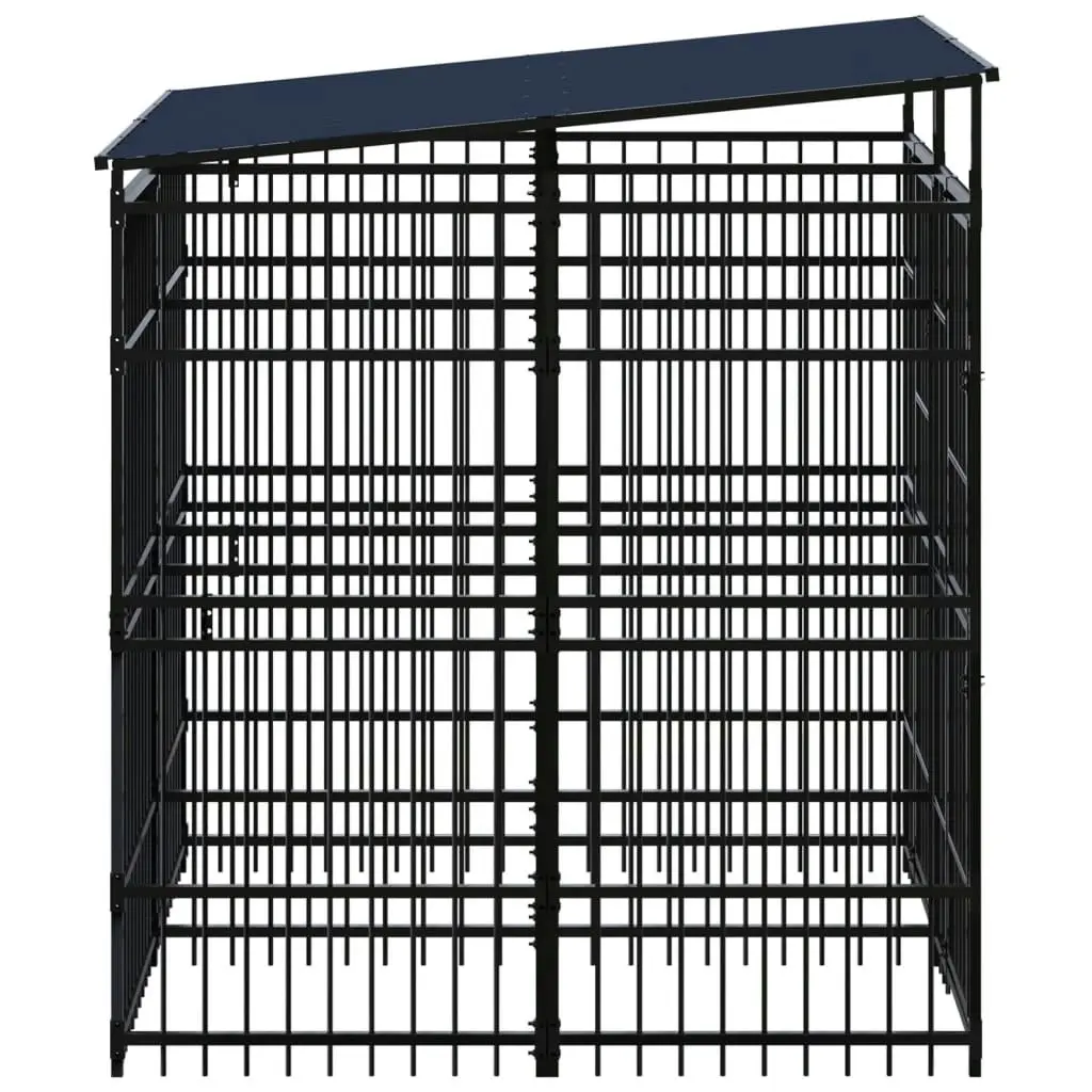 Outdoor Dog Kennel with Roof Steel 3.69 mÂ² 3097947