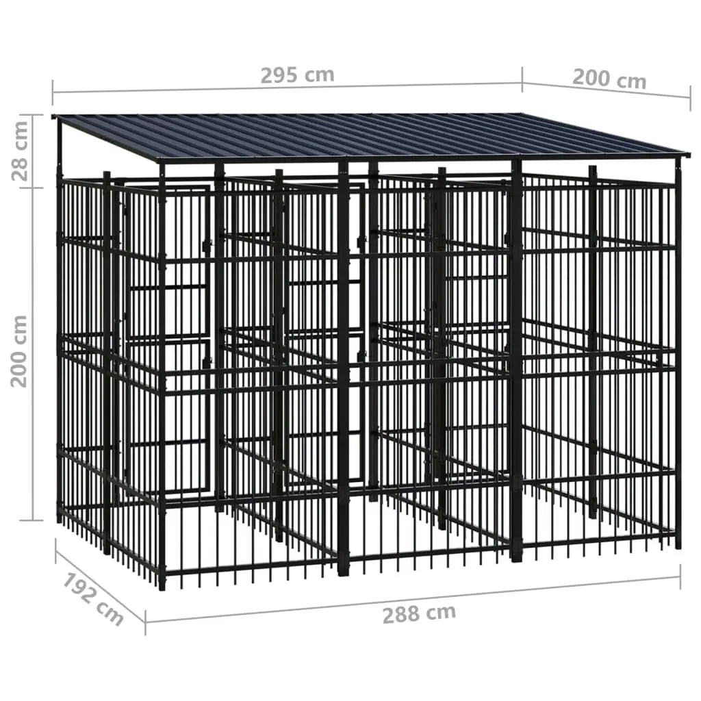 Outdoor Dog Kennel with Roof Steel 5.53 mÂ² 3097948