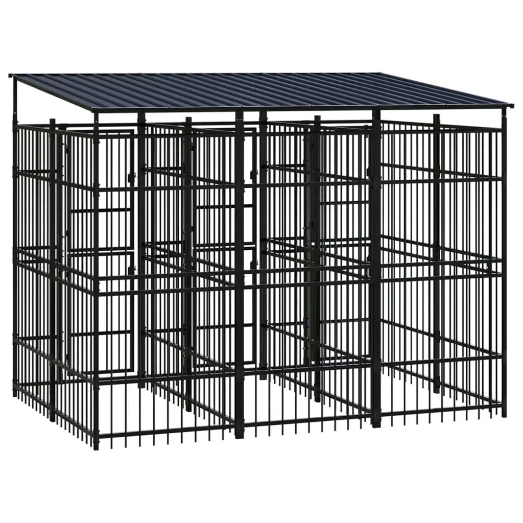 Outdoor Dog Kennel with Roof Steel 5.53 mÂ² 3097948