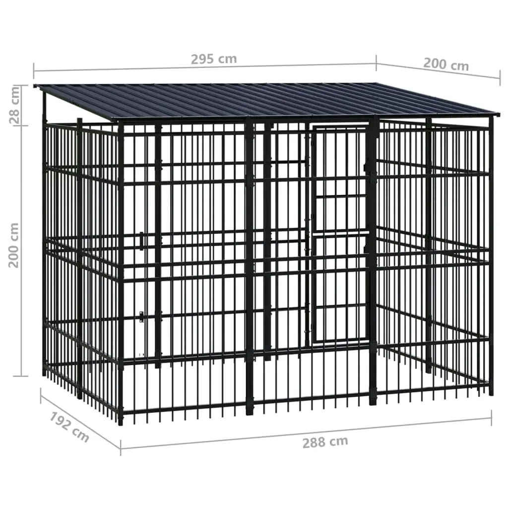 Outdoor Dog Kennel with Roof Steel 5.53 mÂ² 3097966