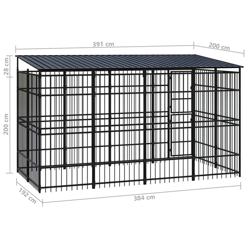 Outdoor Dog Kennel with Roof Steel 7.37 mÂ² 3097967