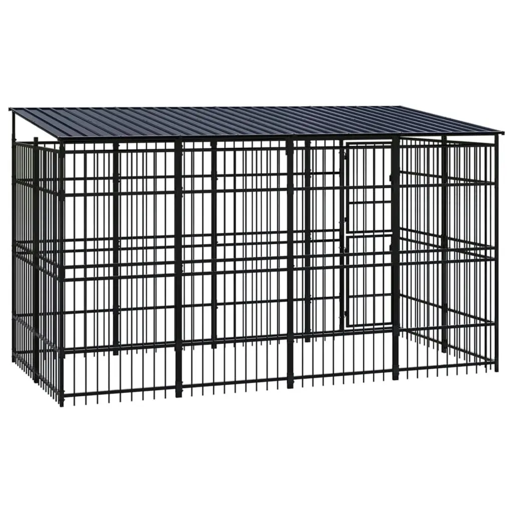 Outdoor Dog Kennel with Roof Steel 7.37 mÂ² 3097967