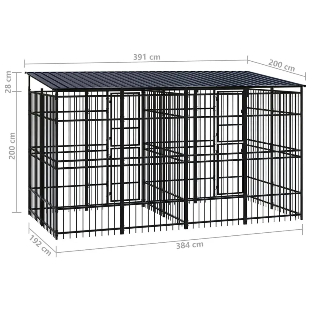 Outdoor Dog Kennel with Roof Steel 7.37 mÂ² 3098014