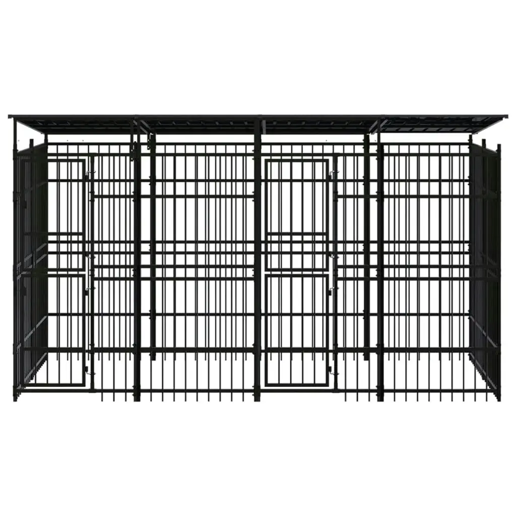 Outdoor Dog Kennel with Roof Steel 7.37 mÂ² 3098014