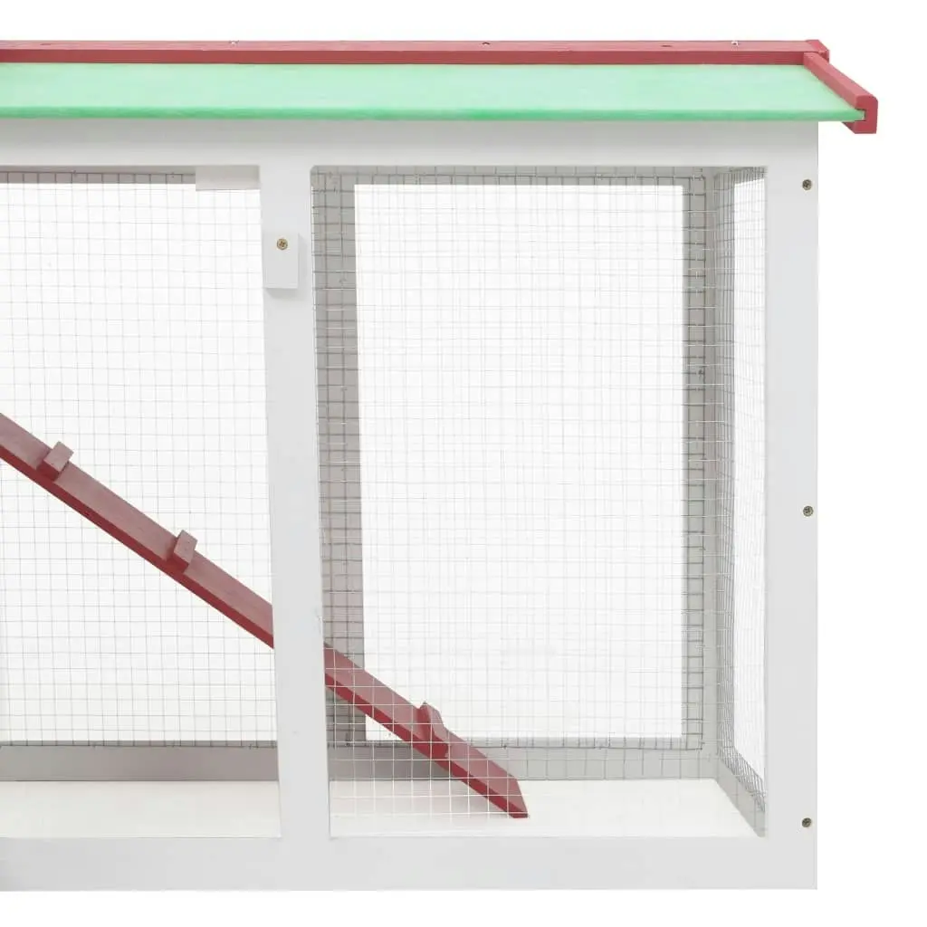 Outdoor Large Rabbit Hutch Red and White 145x45x84 cm Wood 170842