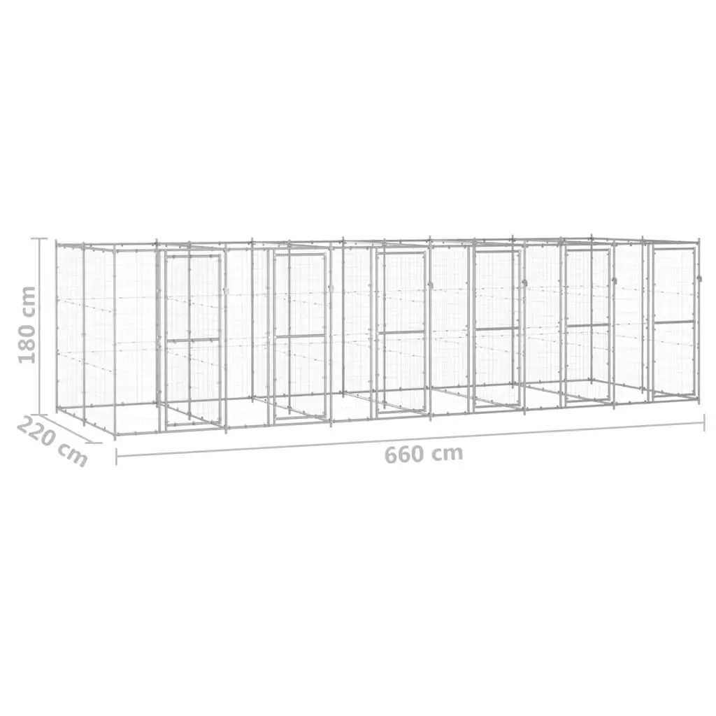 Outdoor Dog Kennel Galvanised Steel 14.52 mÂ² 3082286