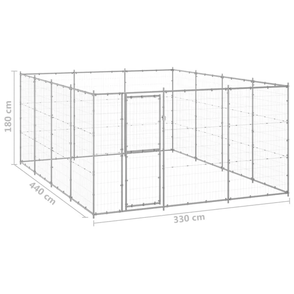 Outdoor Dog Kennel Galvanised Steel 14.52 mÂ² 3082318