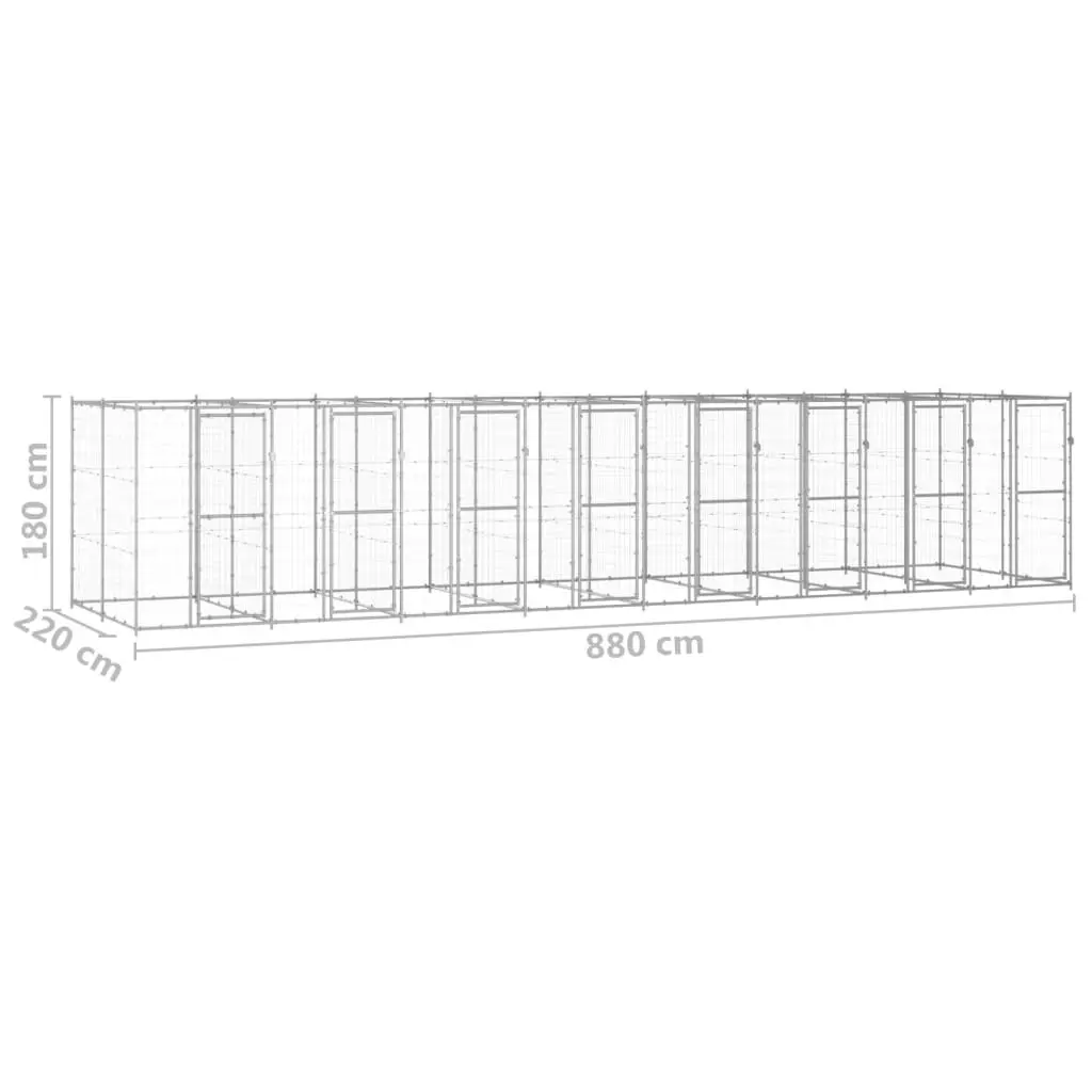 Outdoor Dog Kennel Galvanised Steel 19.36 mÂ² 3082288