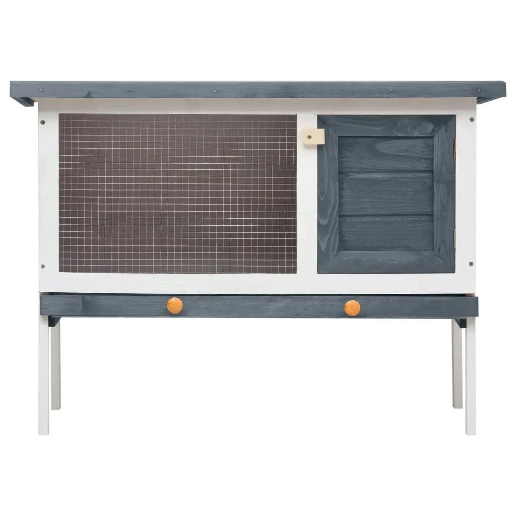 Outdoor Rabbit Hutch 1 Layer Grey Wood 170828