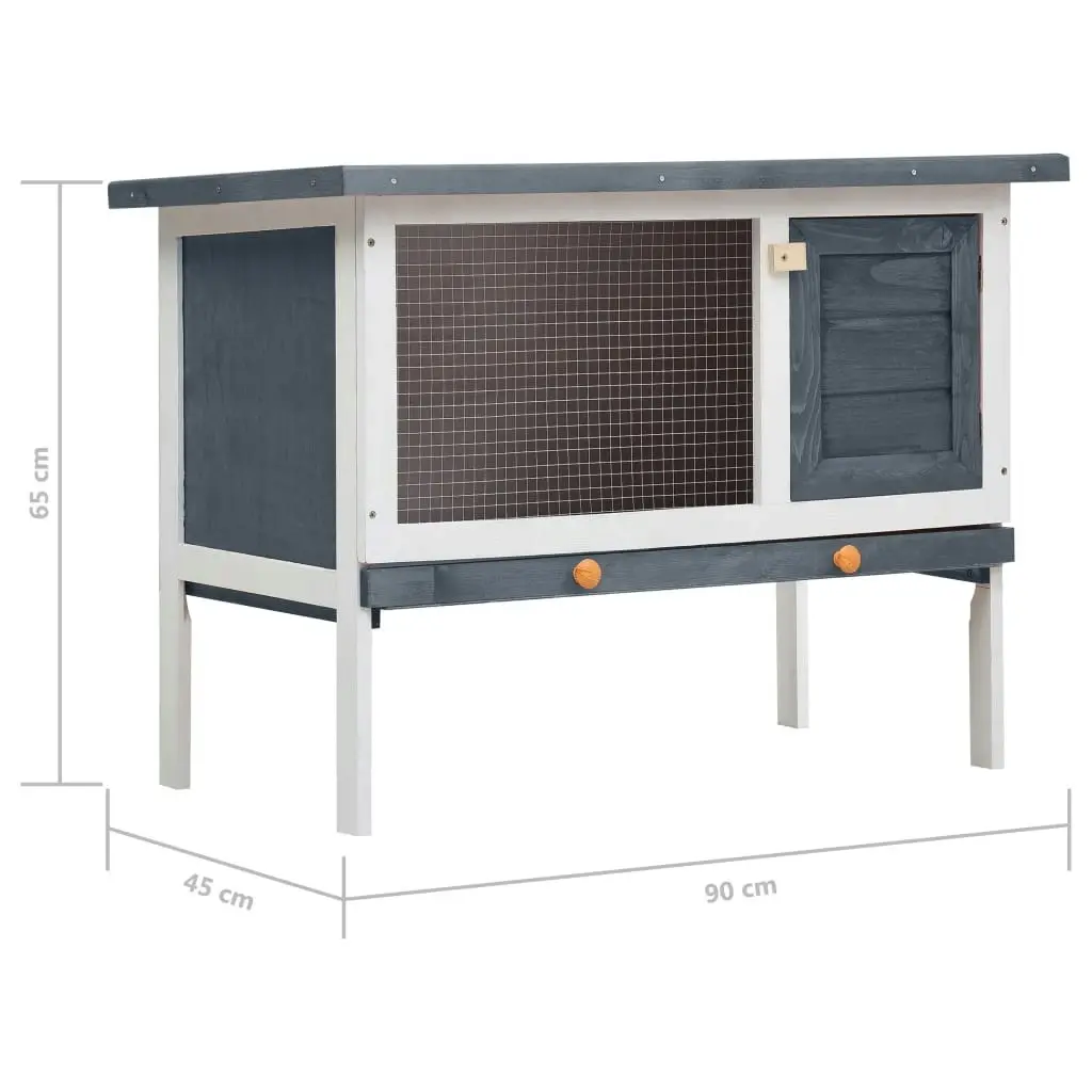 Outdoor Rabbit Hutch 1 Layer Grey Wood 170828