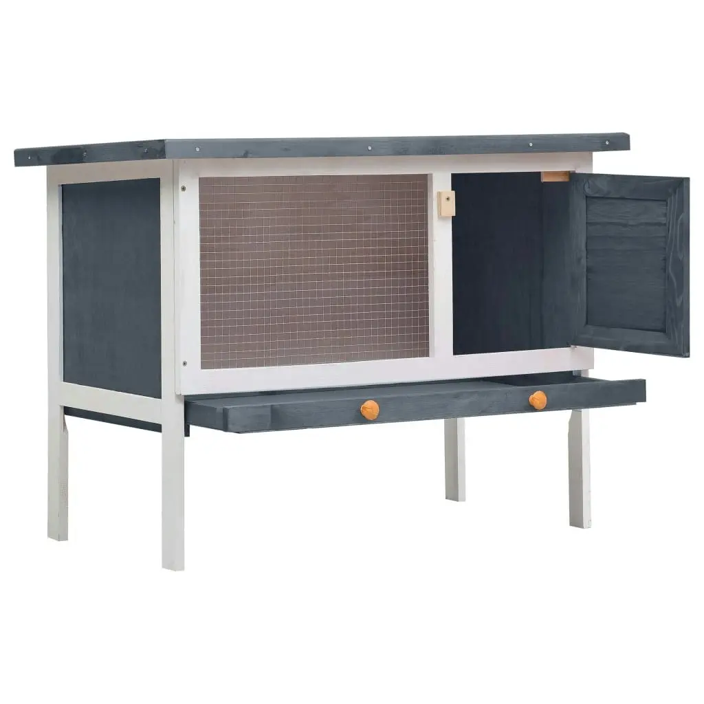 Outdoor Rabbit Hutch 1 Layer Grey Wood 170828