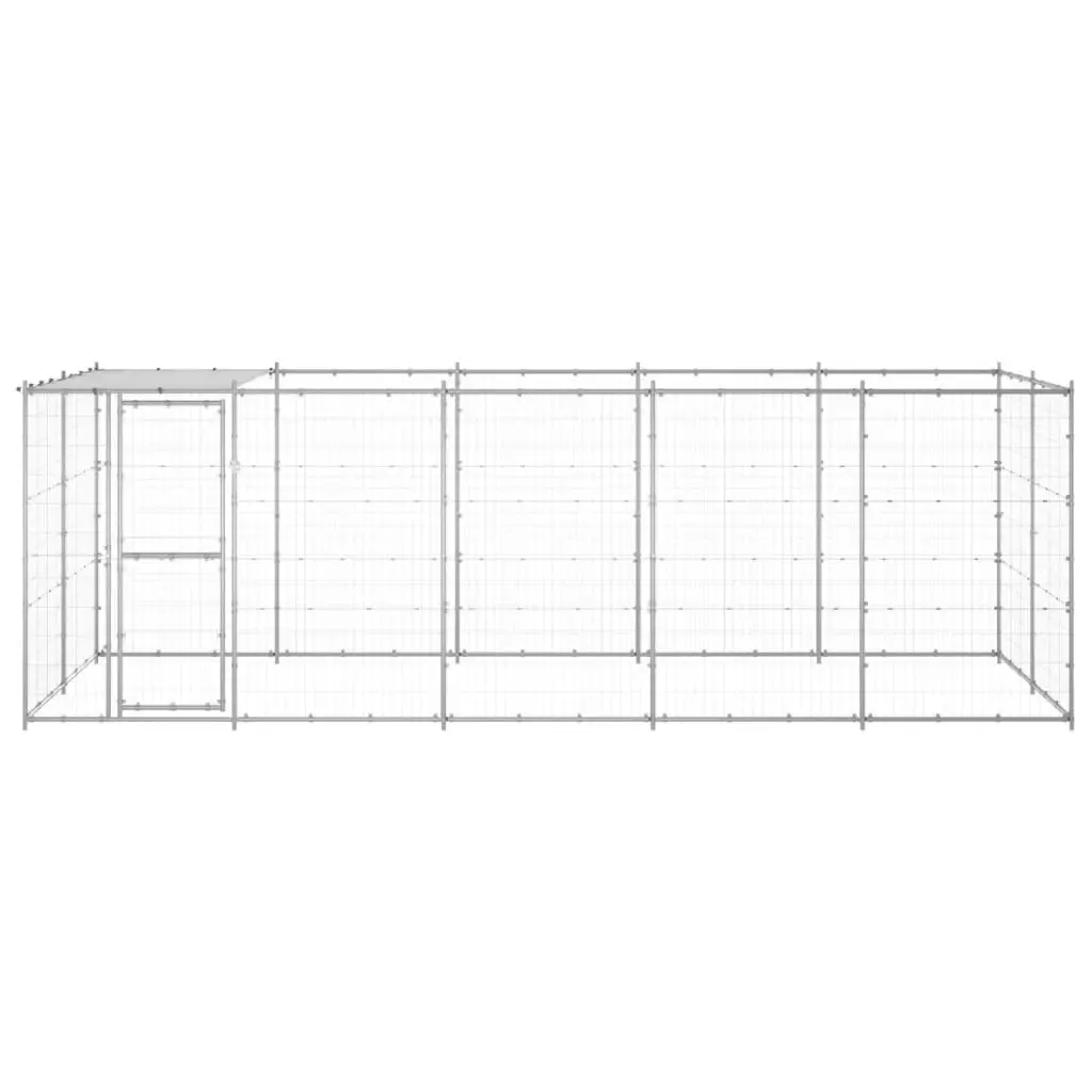 Outdoor Dog Kennel Galvanised Steel with Roof 12.1 mÂ² 3082304