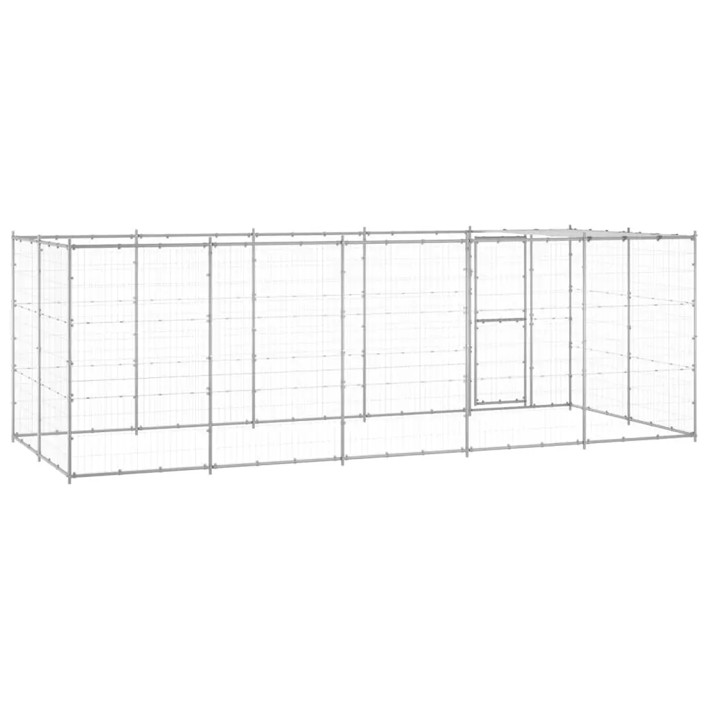 Outdoor Dog Kennel Galvanised Steel with Roof 12.1 mÂ² 3082304