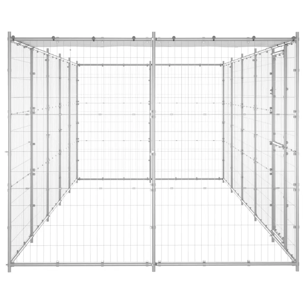 Outdoor Dog Kennel Galvanised Steel with Roof 12.1 mÂ² 3082304