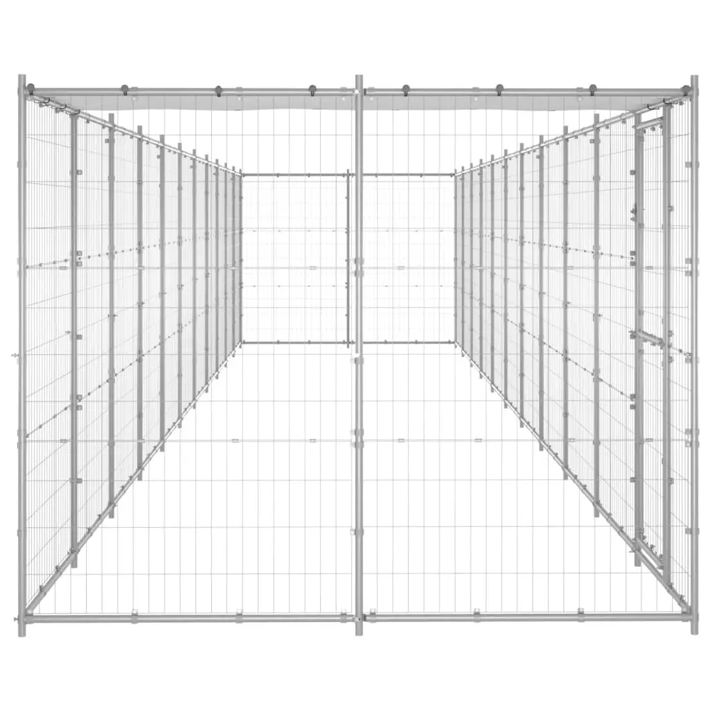 Outdoor Dog Kennel Galvanised Steel with Roof 26.62 mÂ² 3082307