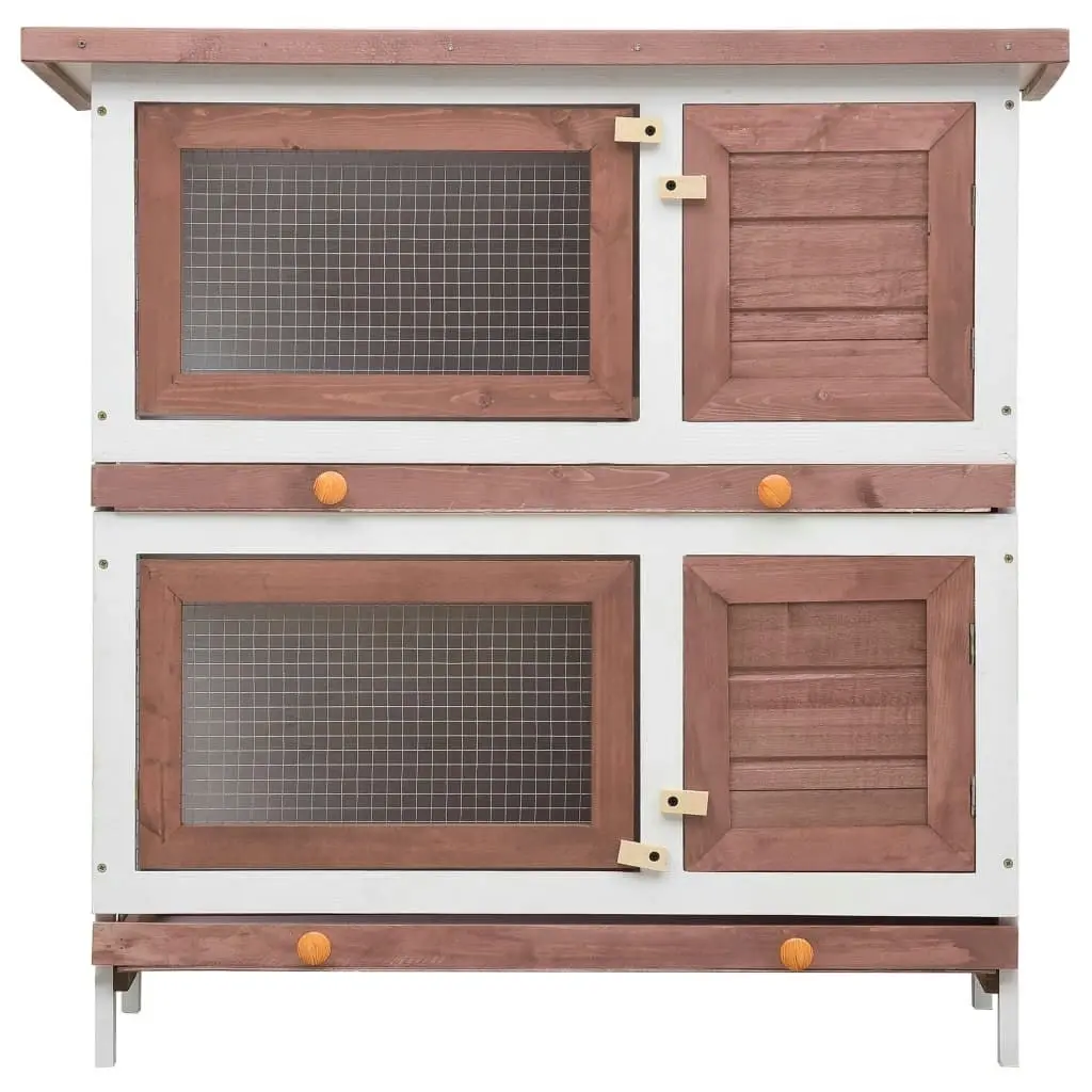 Outdoor Rabbit Hutch 4 Doors Brown Wood 170835