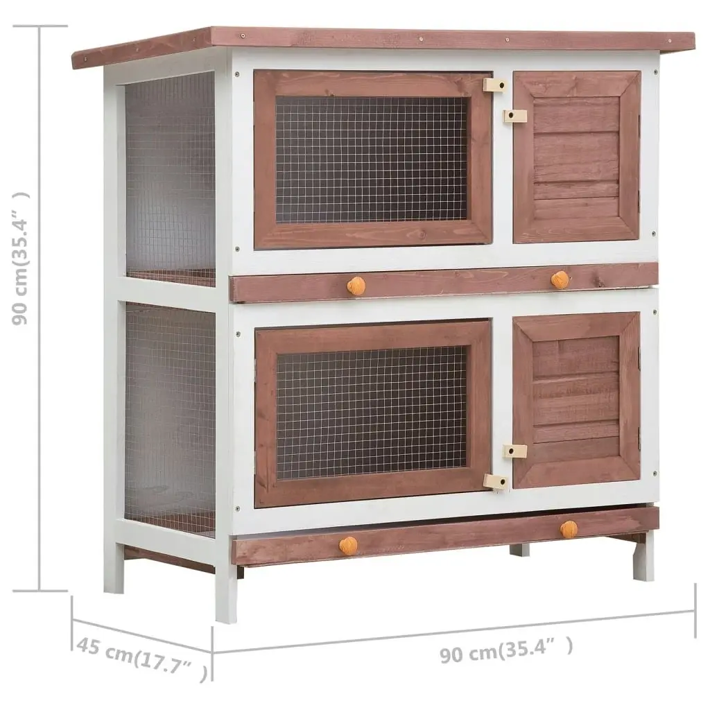 Outdoor Rabbit Hutch 4 Doors Brown Wood 170835