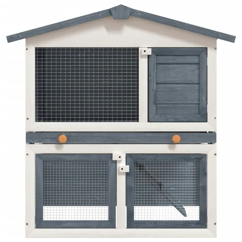 Outdoor Rabbit Hutch 3 Doors Grey Wood 170837