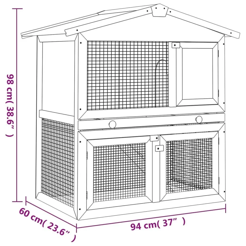 Outdoor Rabbit Hutch 3 Doors Grey Wood 170837