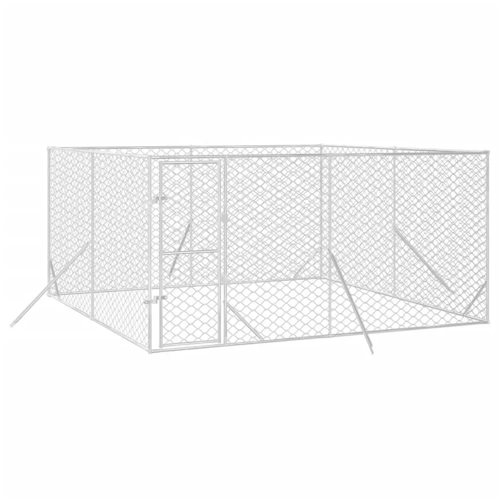 Outdoor Dog Kennel Silver 4x4x2 m Galvanised Steel 3190455