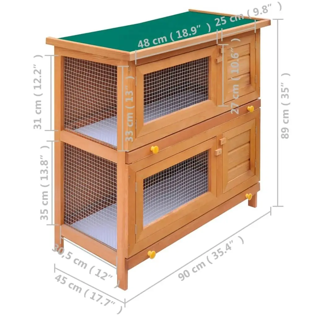 Outdoor Rabbit Hutch Small Animal House Pet Cage 4 Doors Wood 170159