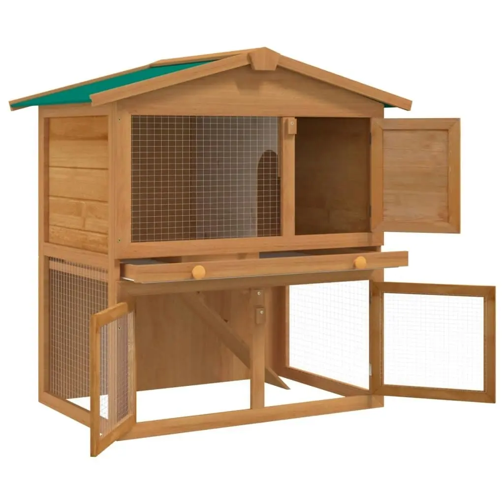 Outdoor Rabbit Hutch Small Animal House Pet Cage 3 Doors Wood 170160