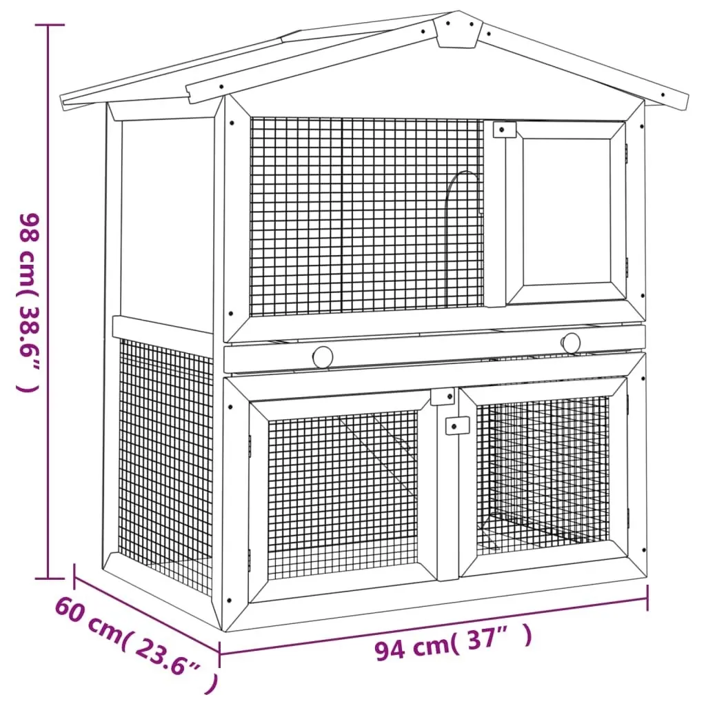 Outdoor Rabbit Hutch Small Animal House Pet Cage 3 Doors Wood 170160