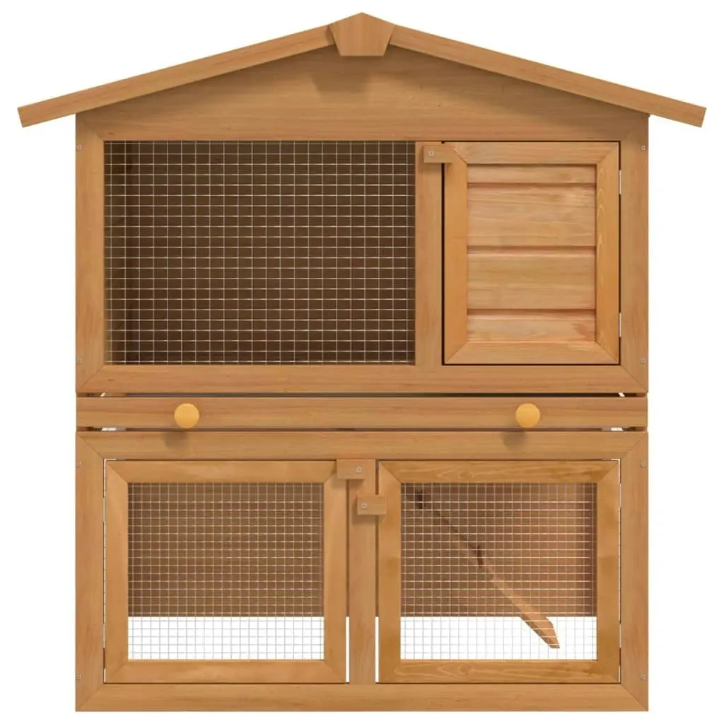 Outdoor Rabbit Hutch Small Animal House Pet Cage 3 Doors Wood 170160