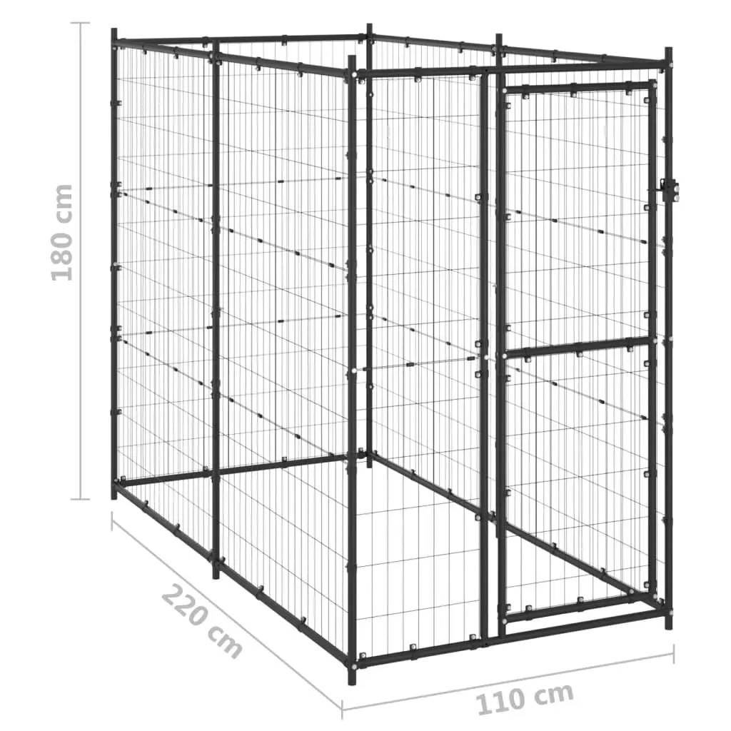 Outdoor Dog Kennel Steel 110x220x180 cm 150796